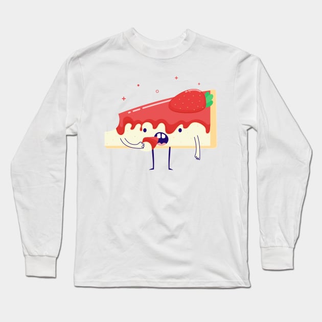 Cheesecake eating itself, Illustration Art, character Long Sleeve T-Shirt by KookyAngie